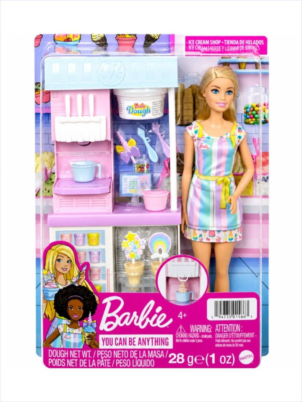 Barbie Ice Cream Shop Play Set Blonde Doll Molds, Dough & Accessories New in Box